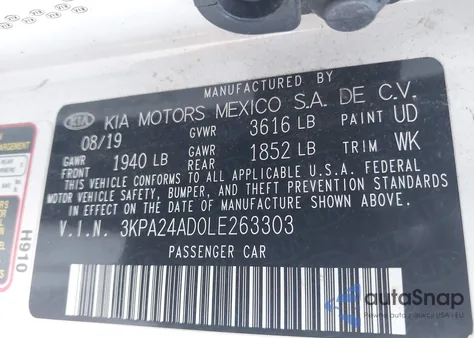 2020 Kia Rio Lx из США, поврежденный, VIN 3KPA24AD0LE263303